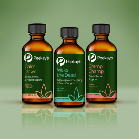 Peekay's Herbs Best Sellers: Calm Down, Wake the Dead and Cramp Champ